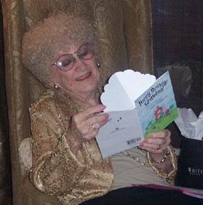 Gram opens a card