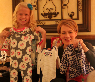Sophia and Tina with gifts for Allison