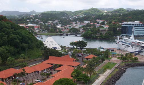 Another view of the shops right off the dock in St. Lucia
